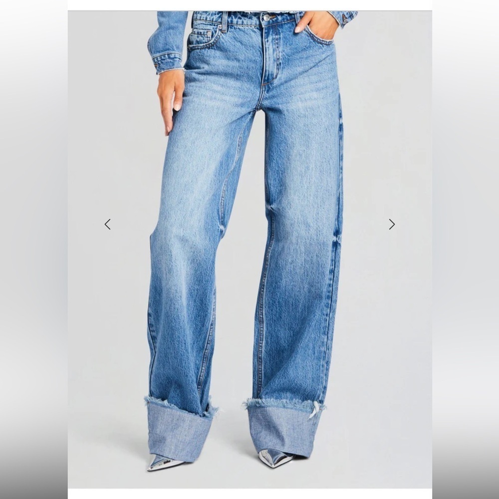 SER.O.YA Margot cuffed boyfriend jeans Light Blue wide leg $328 sz 26